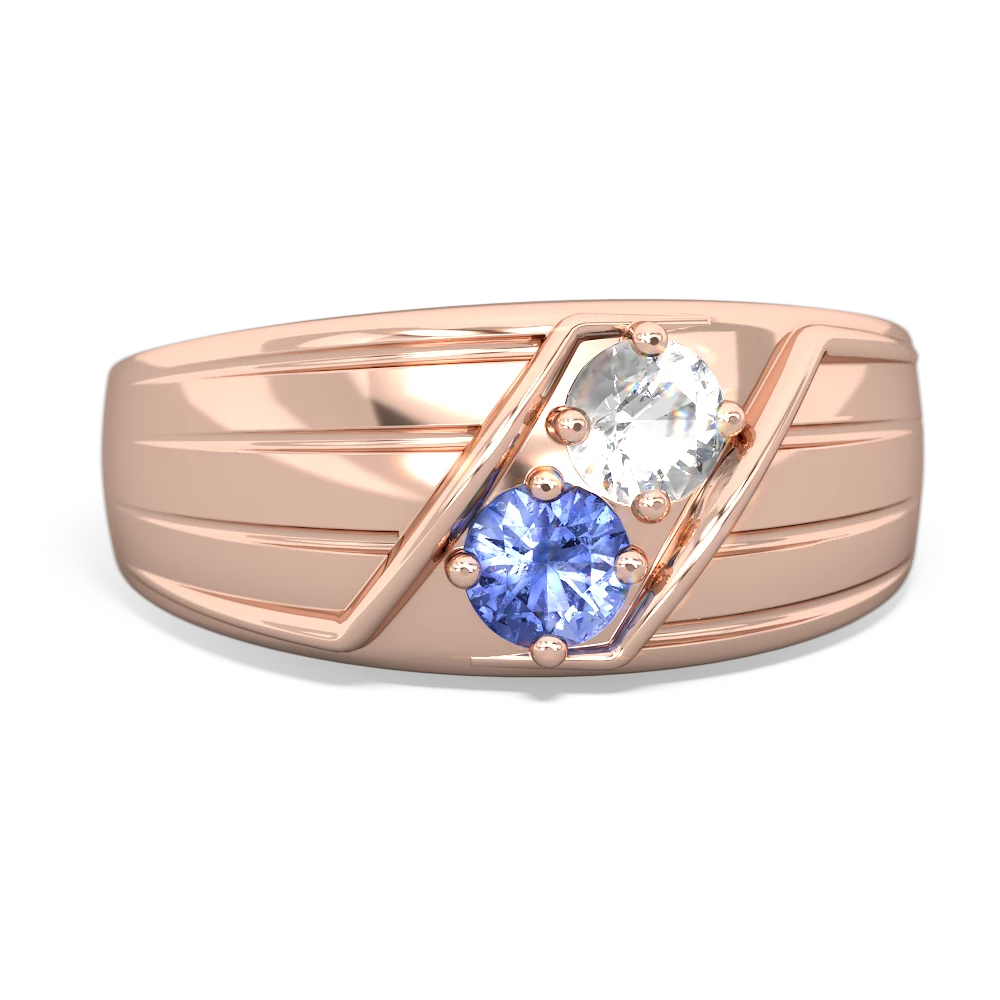 White Topaz Men's Streamline 14K Rose Gold ring R0460