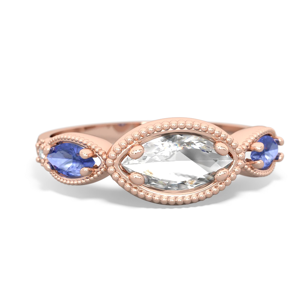 White Topaz Milgrain Marquise 14K Rose Gold ring R5700