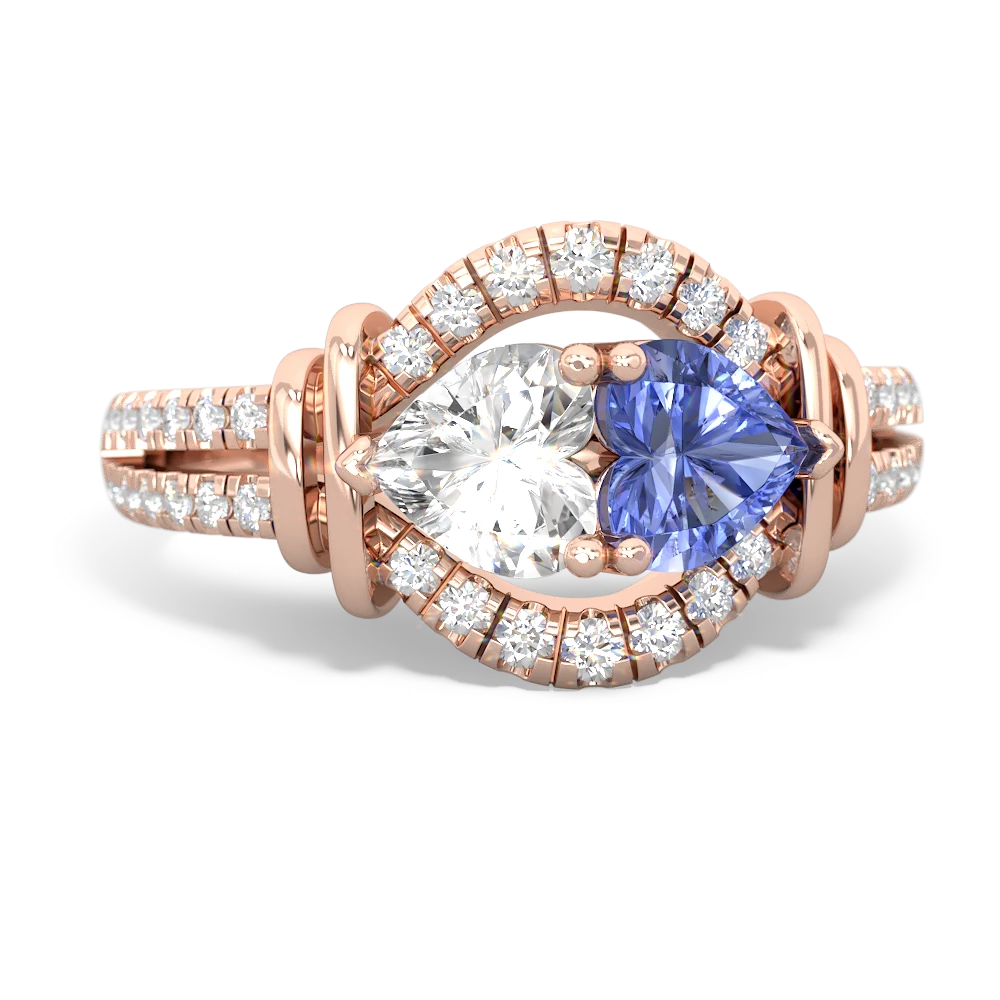 White Topaz Art-Deco Keepsake 14K Rose Gold ring R5630