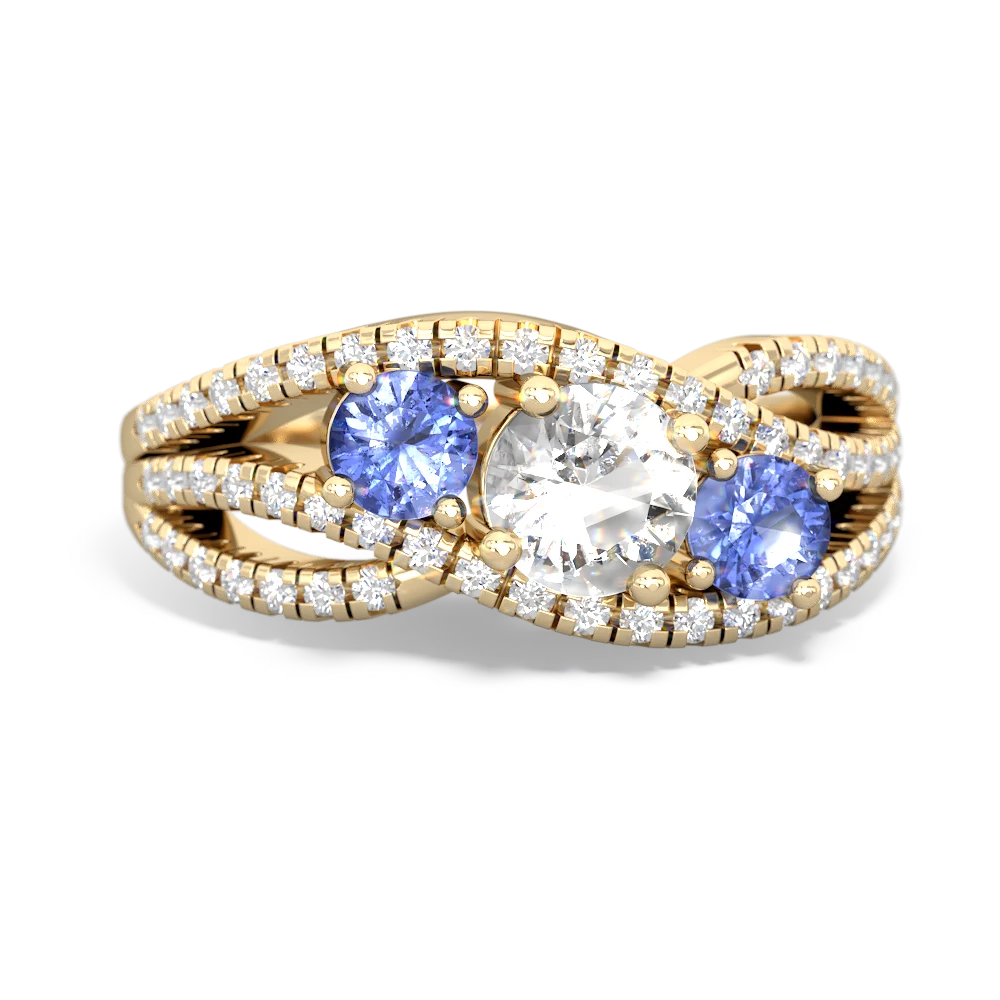 White Topaz Three Stone Aurora 14K Yellow Gold ring R3080