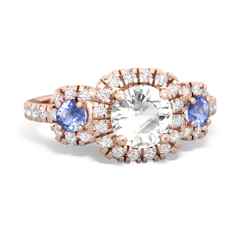 White Topaz Regal Halo 14K Rose Gold ring R5350