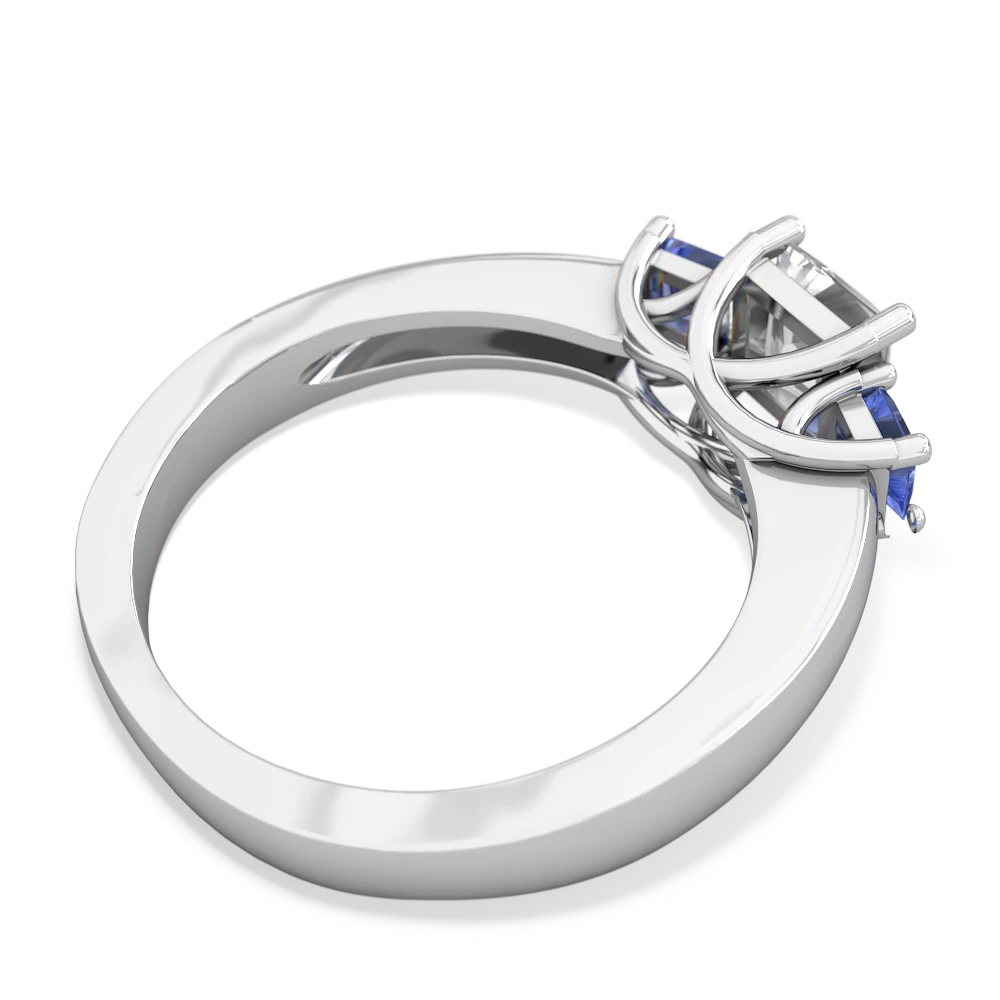White Topaz Three Stone Trellis 14K White Gold ring R4015