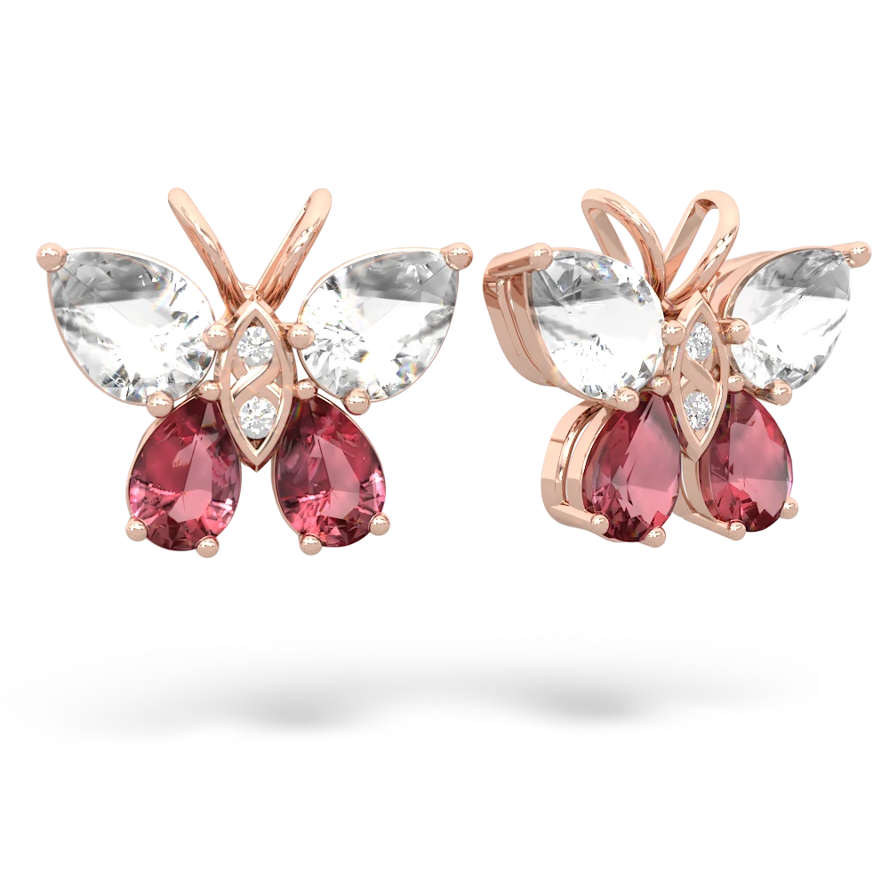 White Topaz Butterfly 14K Rose Gold earrings E2215