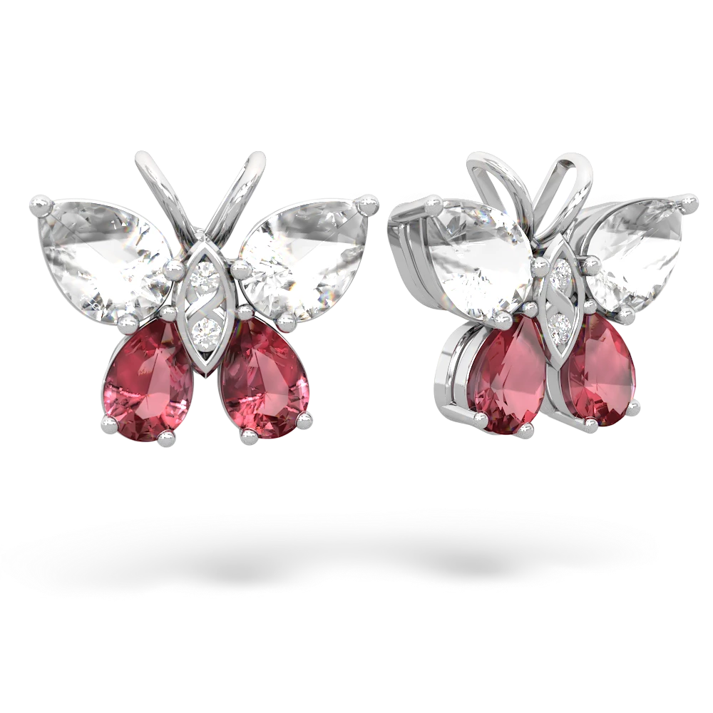 White Topaz Butterfly 14K White Gold earrings E2215