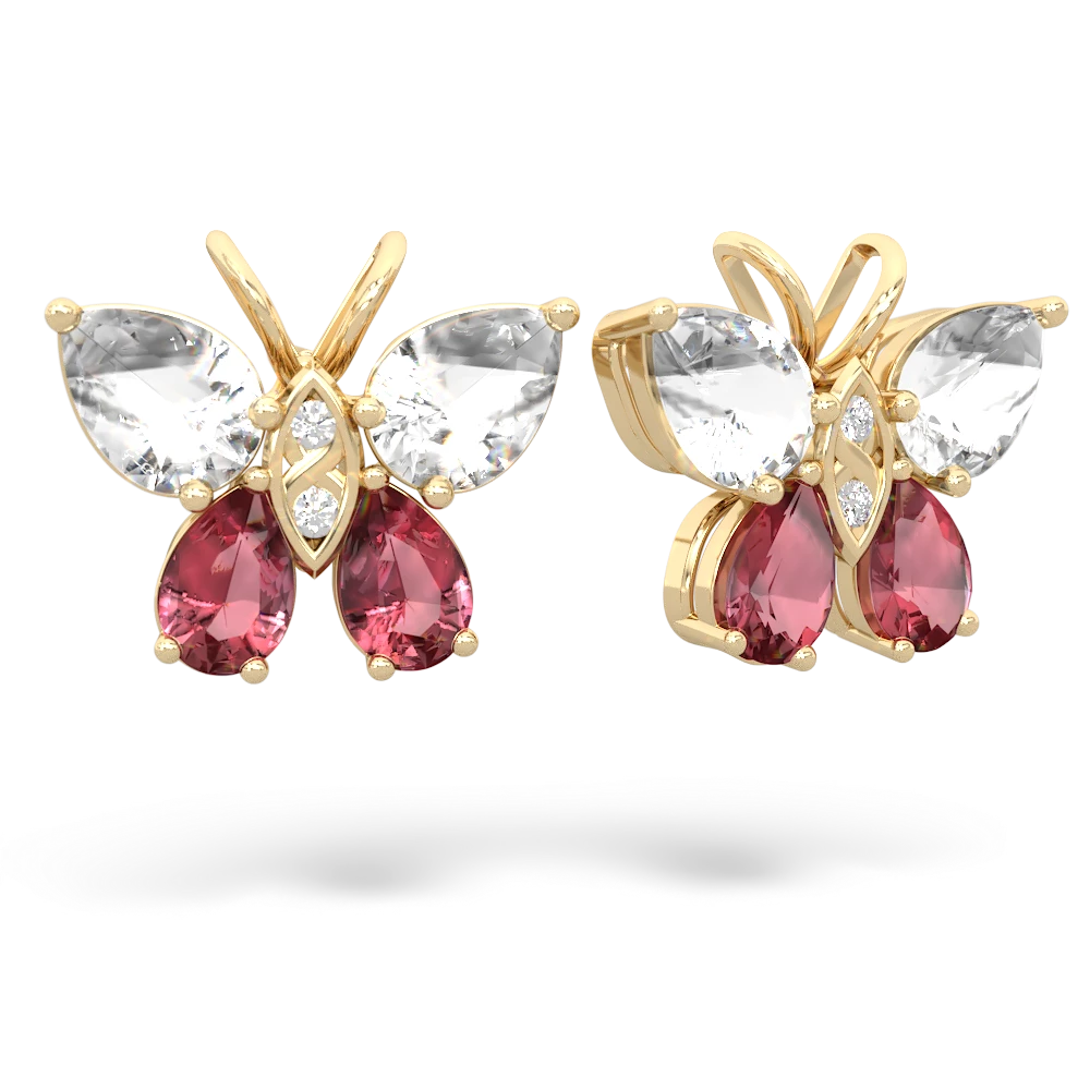 White Topaz Butterfly 14K Yellow Gold earrings E2215