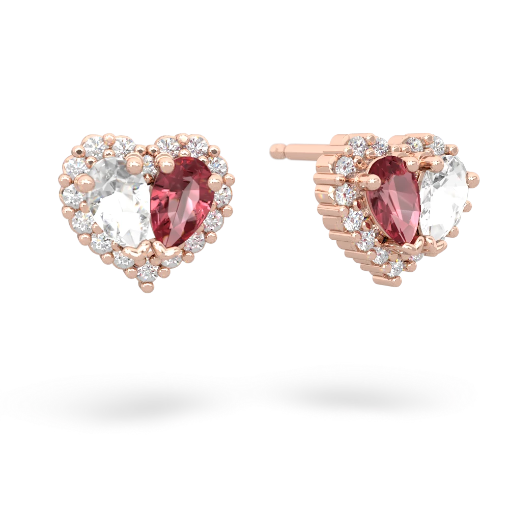White Topaz Halo 14K Rose Gold earrings E7008