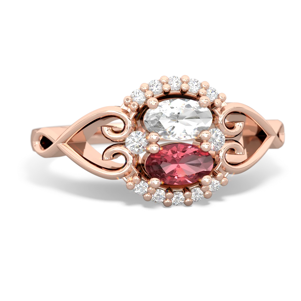 White Topaz Love Nest 14K Rose Gold ring R5860