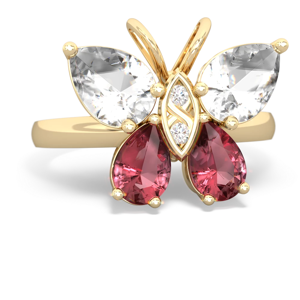 White Topaz Butterfly 14K Yellow Gold ring R2215