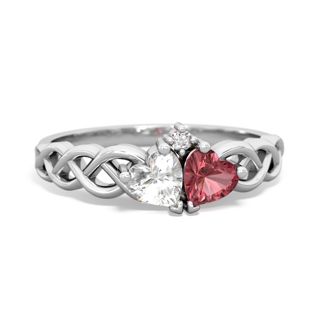 White Topaz Heart To Heart Braid 14K White Gold ring R5870