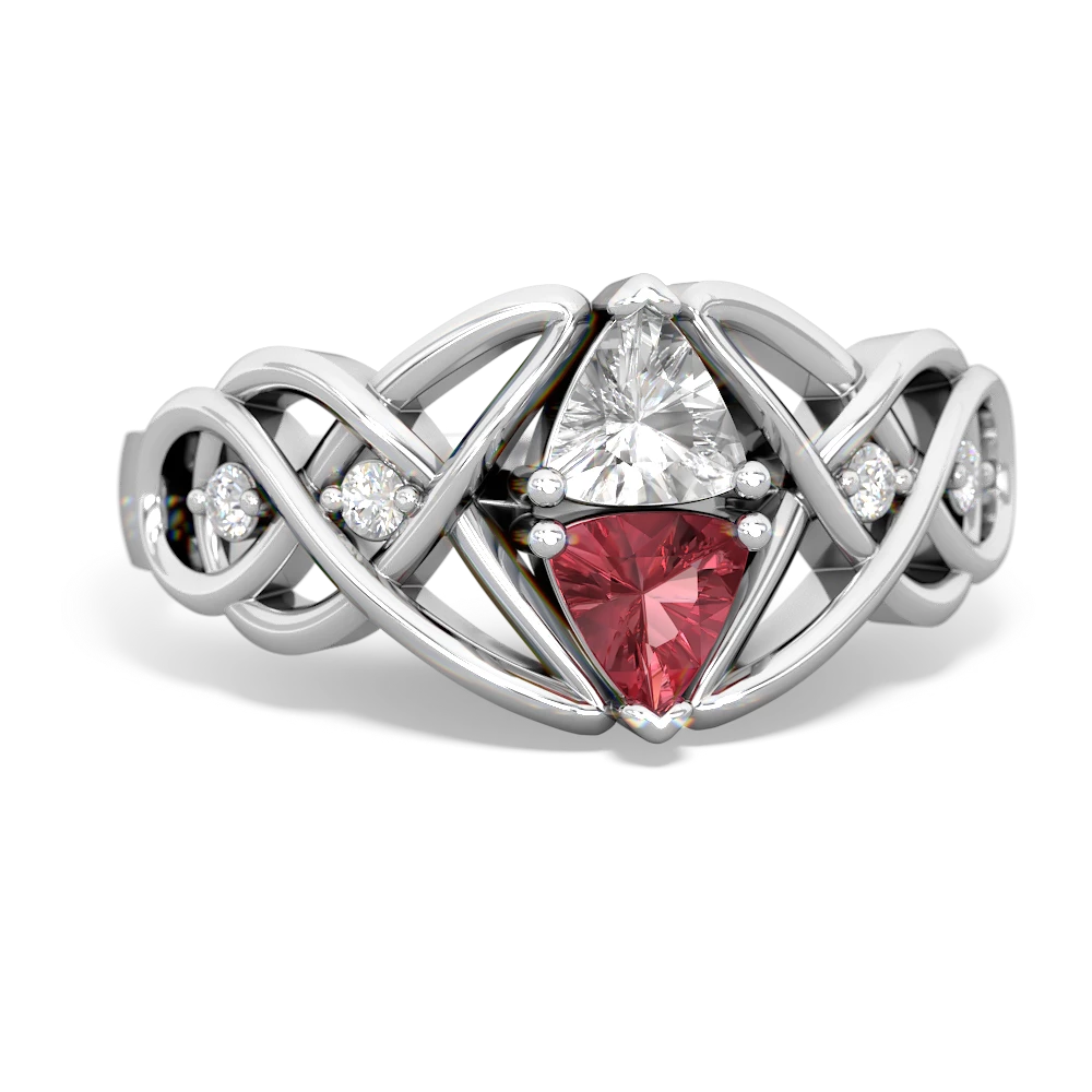 White Topaz Keepsake Celtic Knot 14K White Gold ring R5300