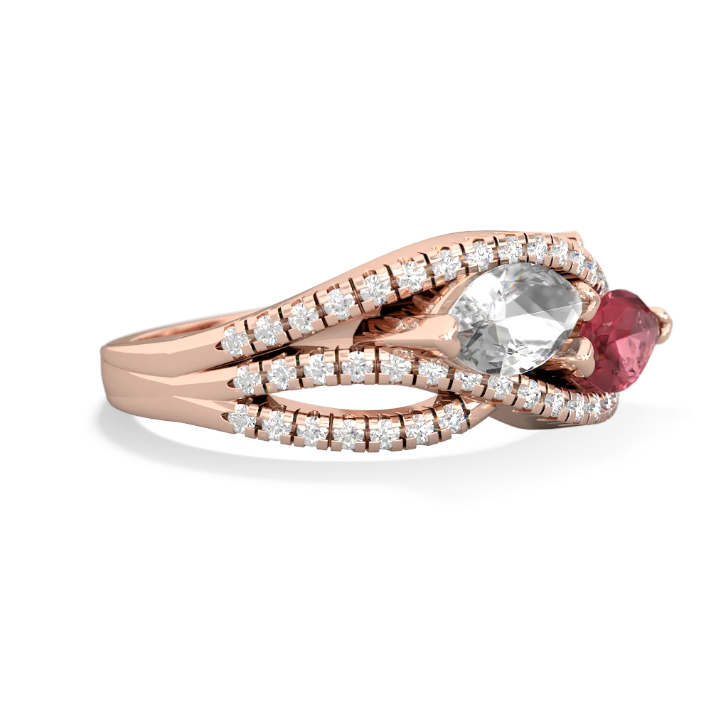 White Topaz Diamond Rivers 14K Rose Gold ring R3070