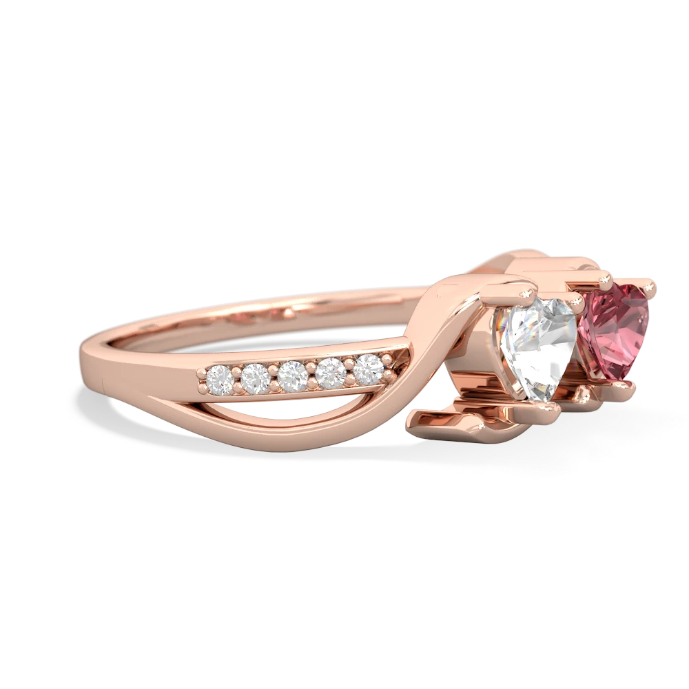 White Topaz Side By Side 14K Rose Gold ring R3090