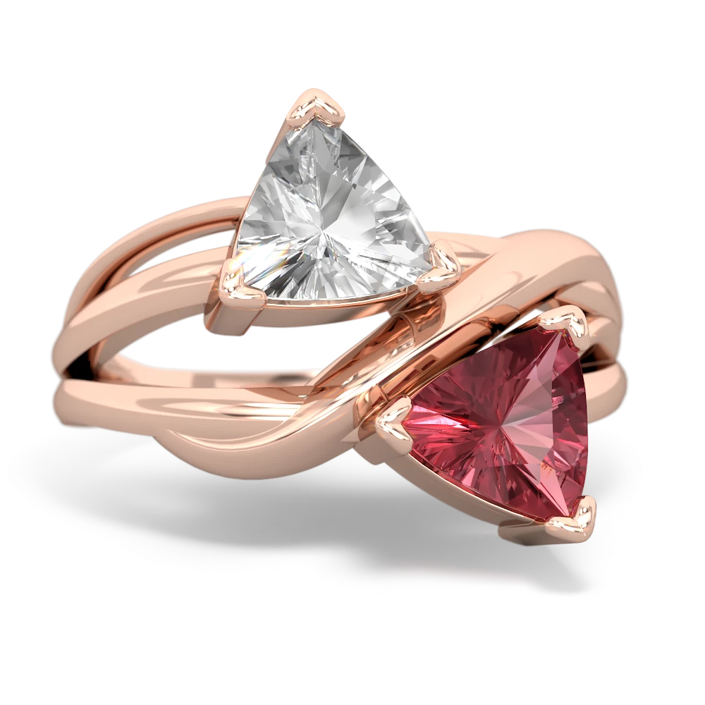 White Topaz Split Band Swirl 14K Rose Gold ring R2341