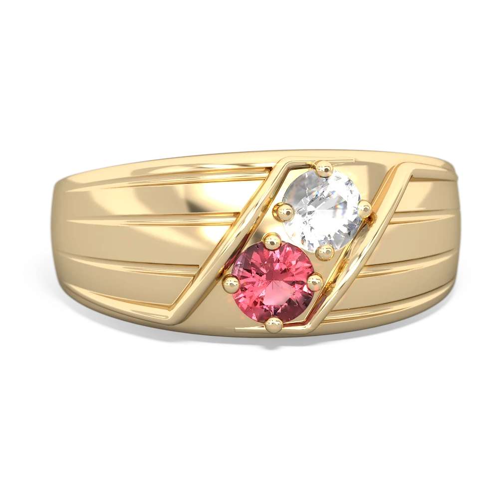 White Topaz Men's Streamline 14K Yellow Gold ring R0460