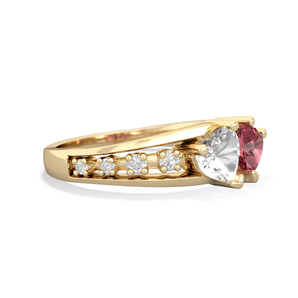 White Topaz Heart To Heart 14K Yellow Gold ring R3342