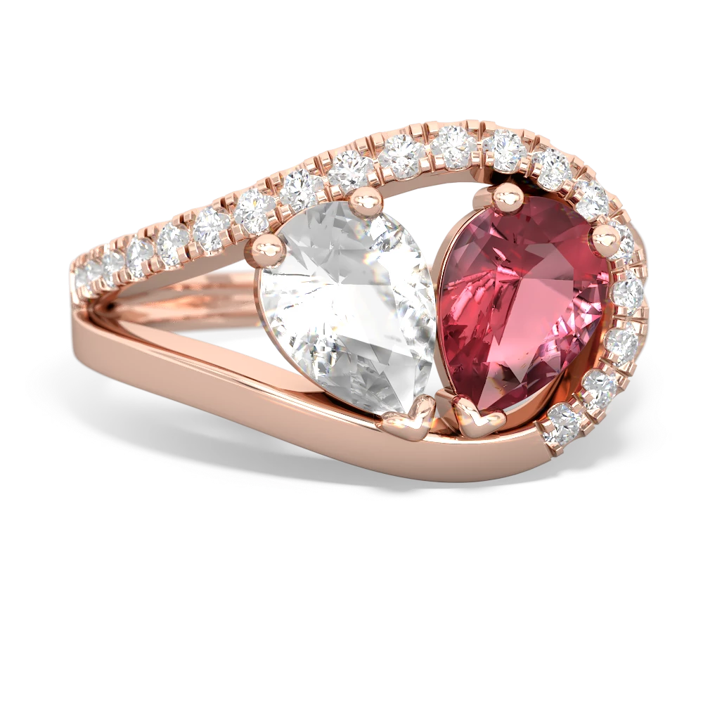 White Topaz Nestled Heart Keepsake 14K Rose Gold ring R5650