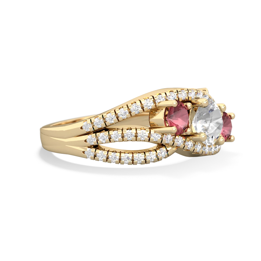 White Topaz Three Stone Aurora 14K Yellow Gold ring R3080