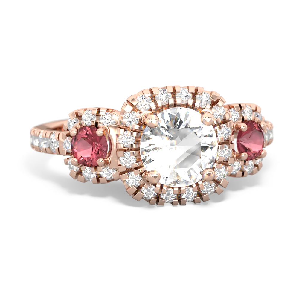 White Topaz Regal Halo 14K Rose Gold ring R5350