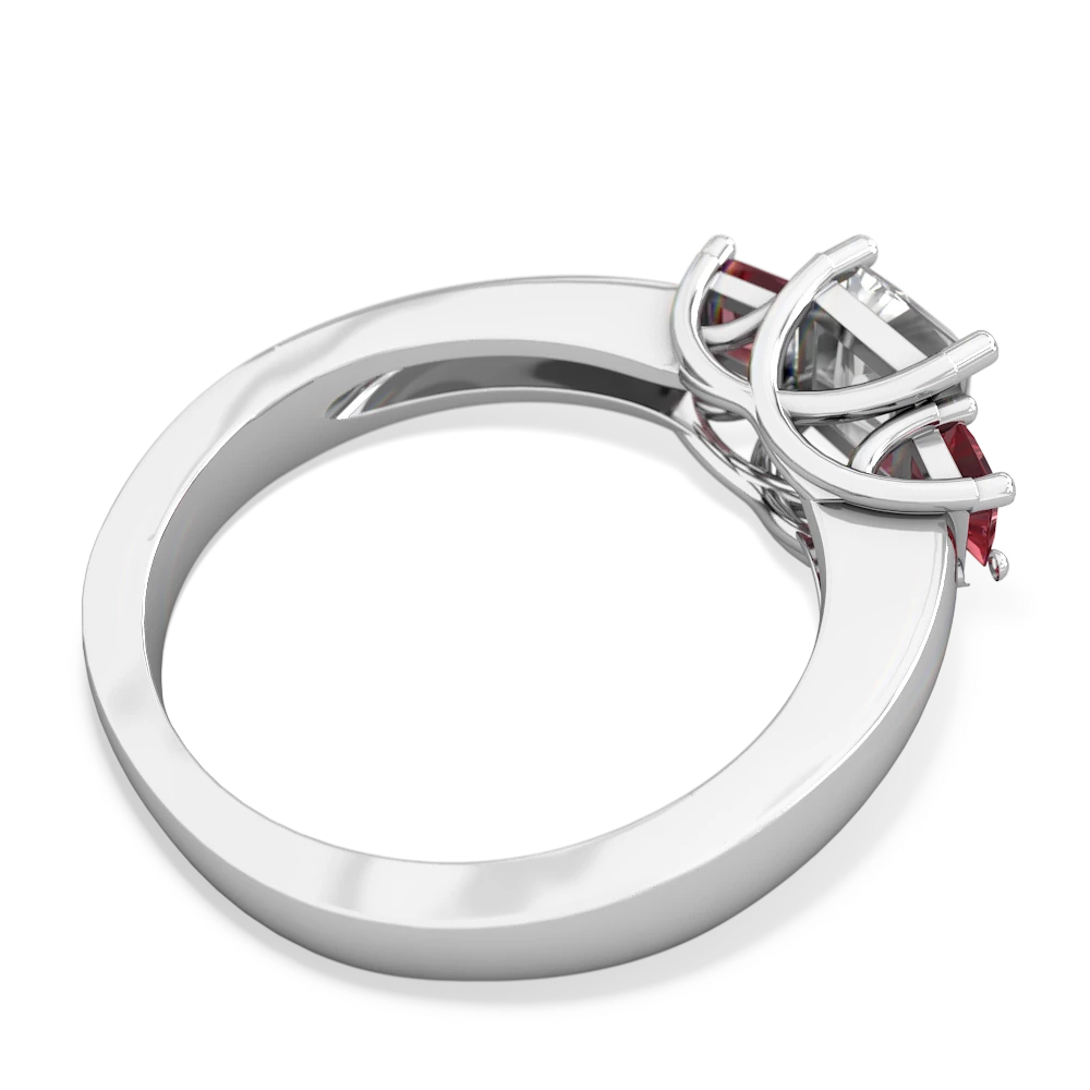 White Topaz Three Stone Trellis 14K White Gold ring R4015