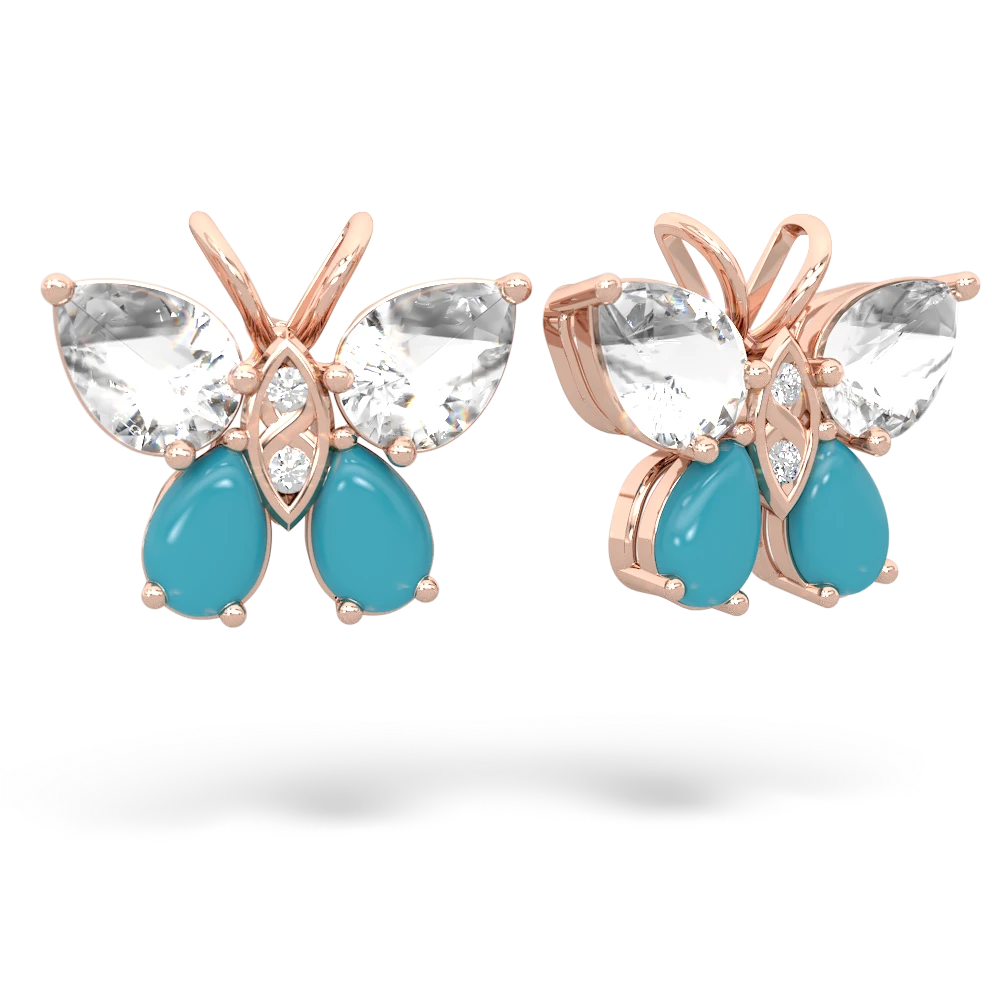 White Topaz Butterfly 14K Rose Gold earrings E2215