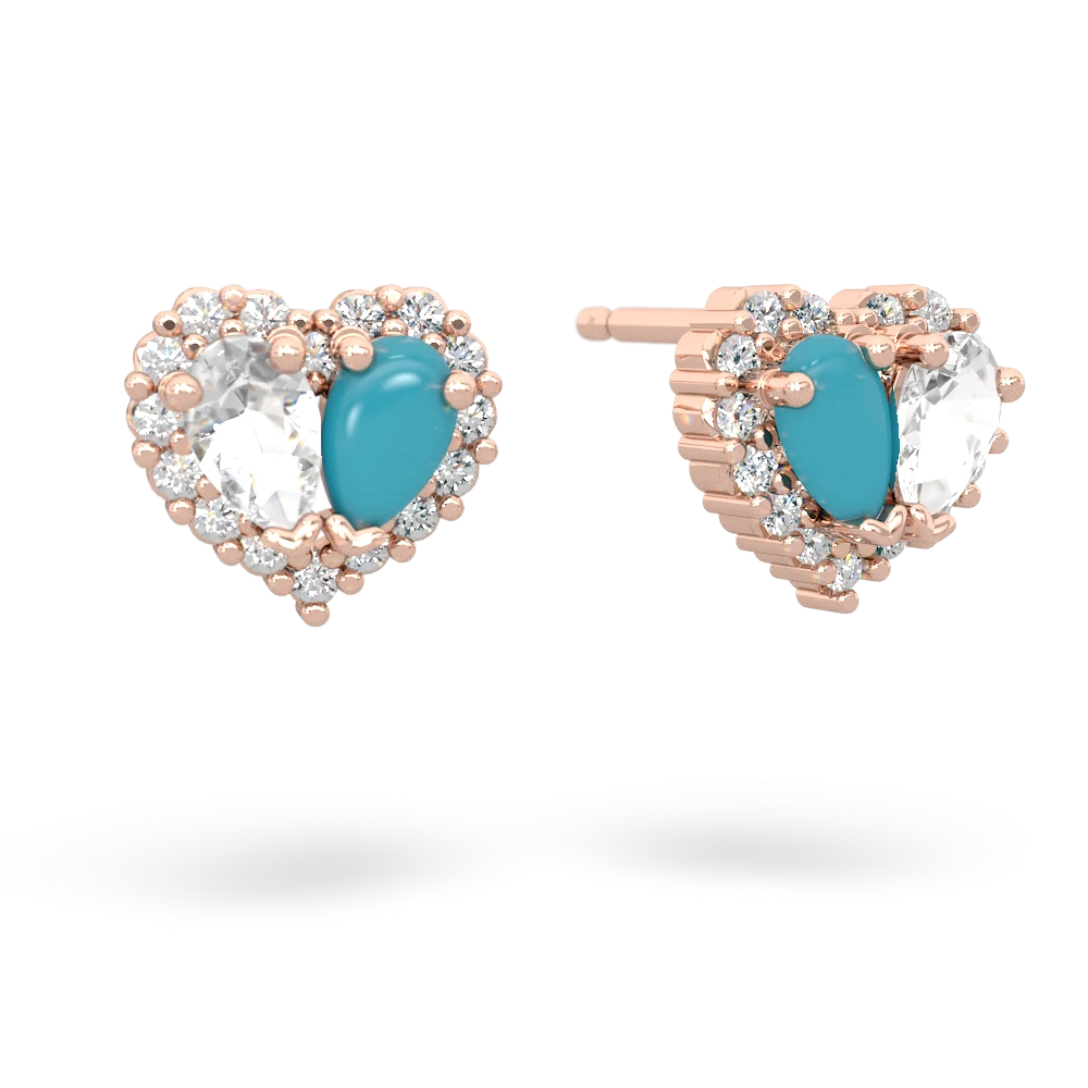 White Topaz Halo 14K Rose Gold earrings E7008