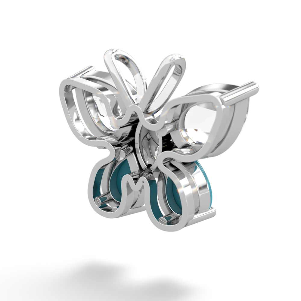 White Topaz Butterfly 14K White Gold pendant P2215