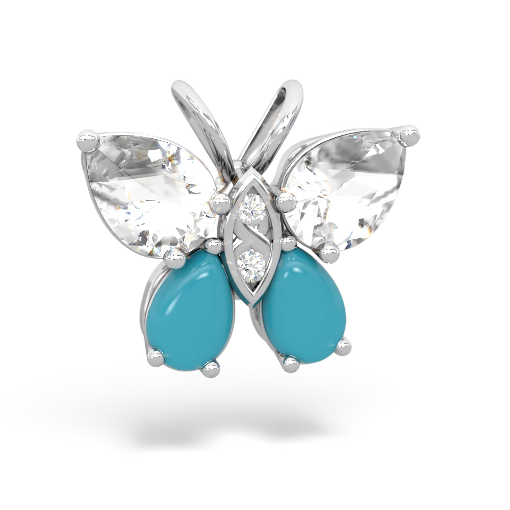 White Topaz Butterfly 14K White Gold pendant P2215