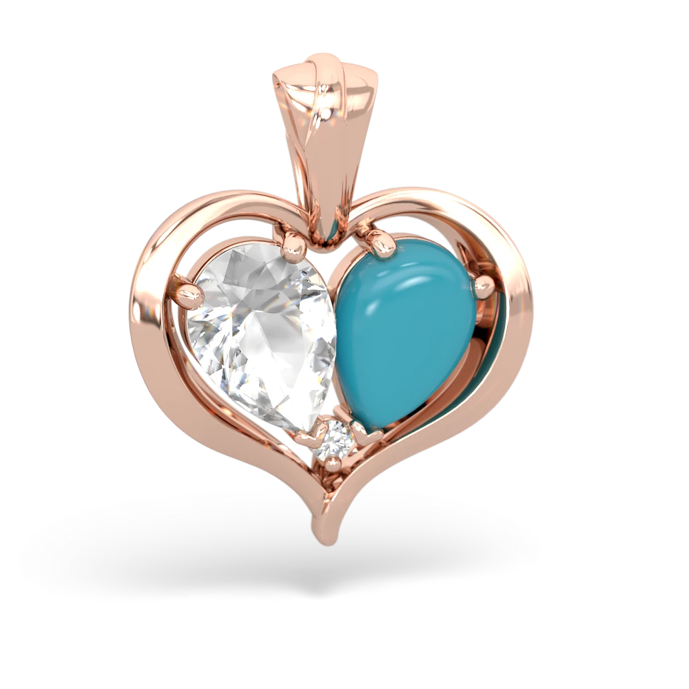 White Topaz Two Become One 14K Rose Gold pendant P5330