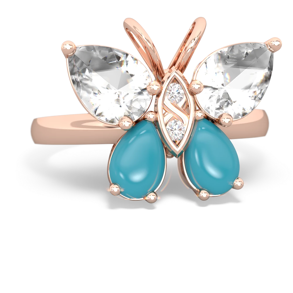 White Topaz Butterfly 14K Rose Gold ring R2215