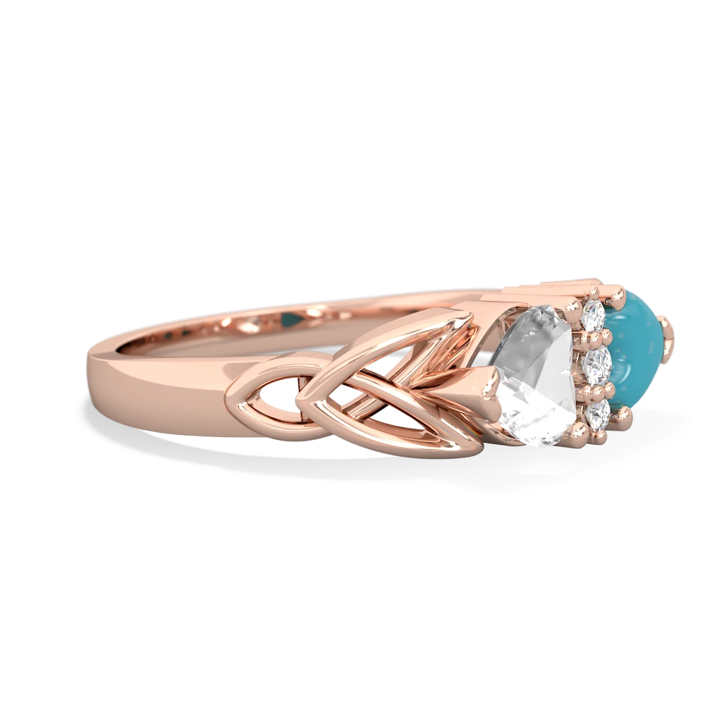 White Topaz Celtic Knot Double Heart 14K Rose Gold ring R5040