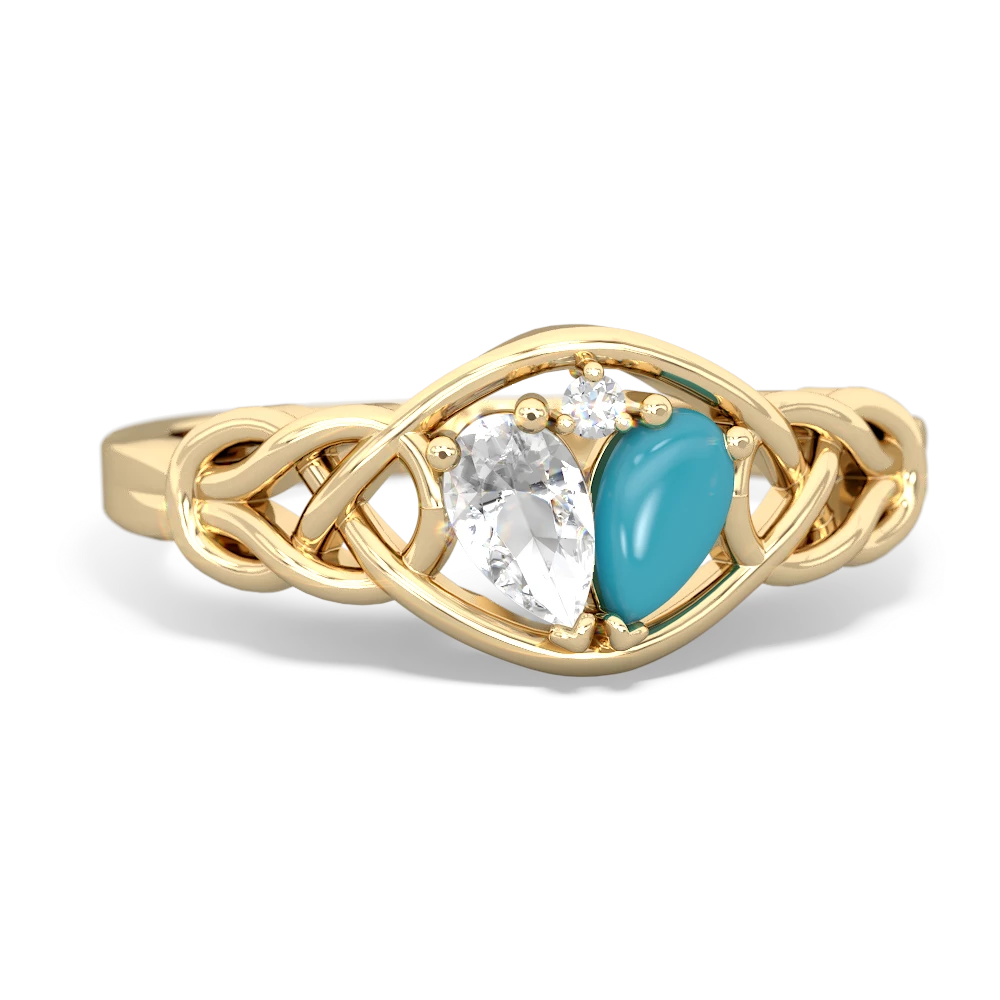 White Topaz Celtic Love Knot 14K Yellow Gold ring R5420