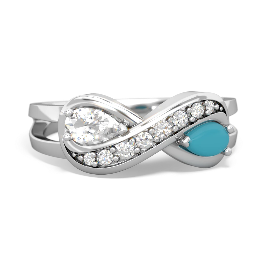 White Topaz Diamond Infinity 14K White Gold ring R5390