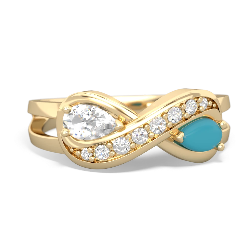 White Topaz Diamond Infinity 14K Yellow Gold ring R5390