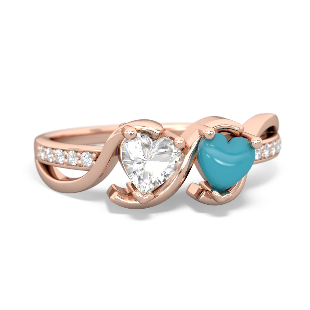 White Topaz Side By Side 14K Rose Gold ring R3090