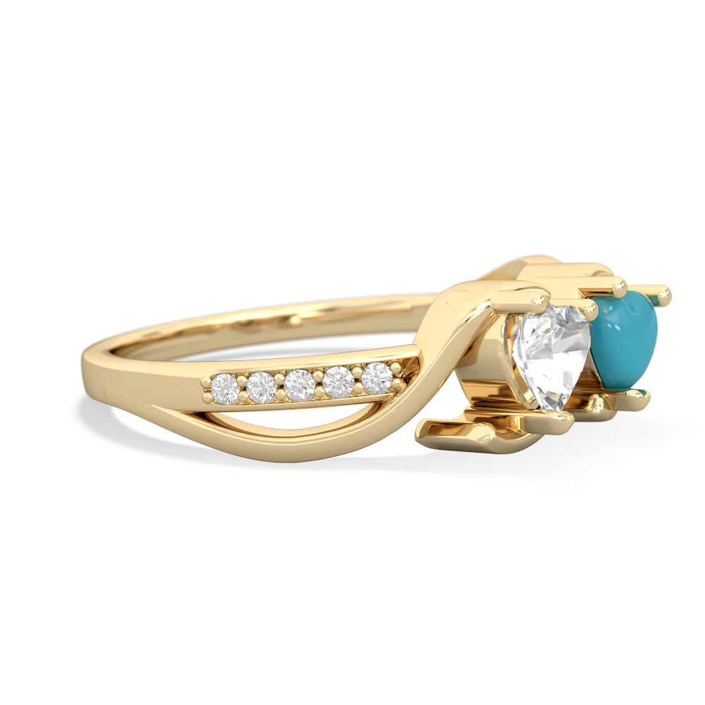 White Topaz Side By Side 14K Yellow Gold ring R3090