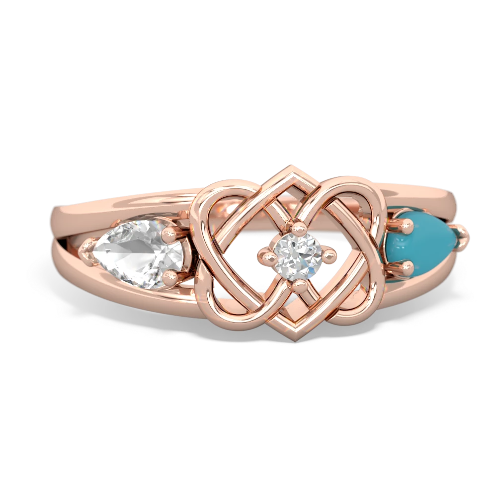 White Topaz Hearts Intertwined 14K Rose Gold ring R5880