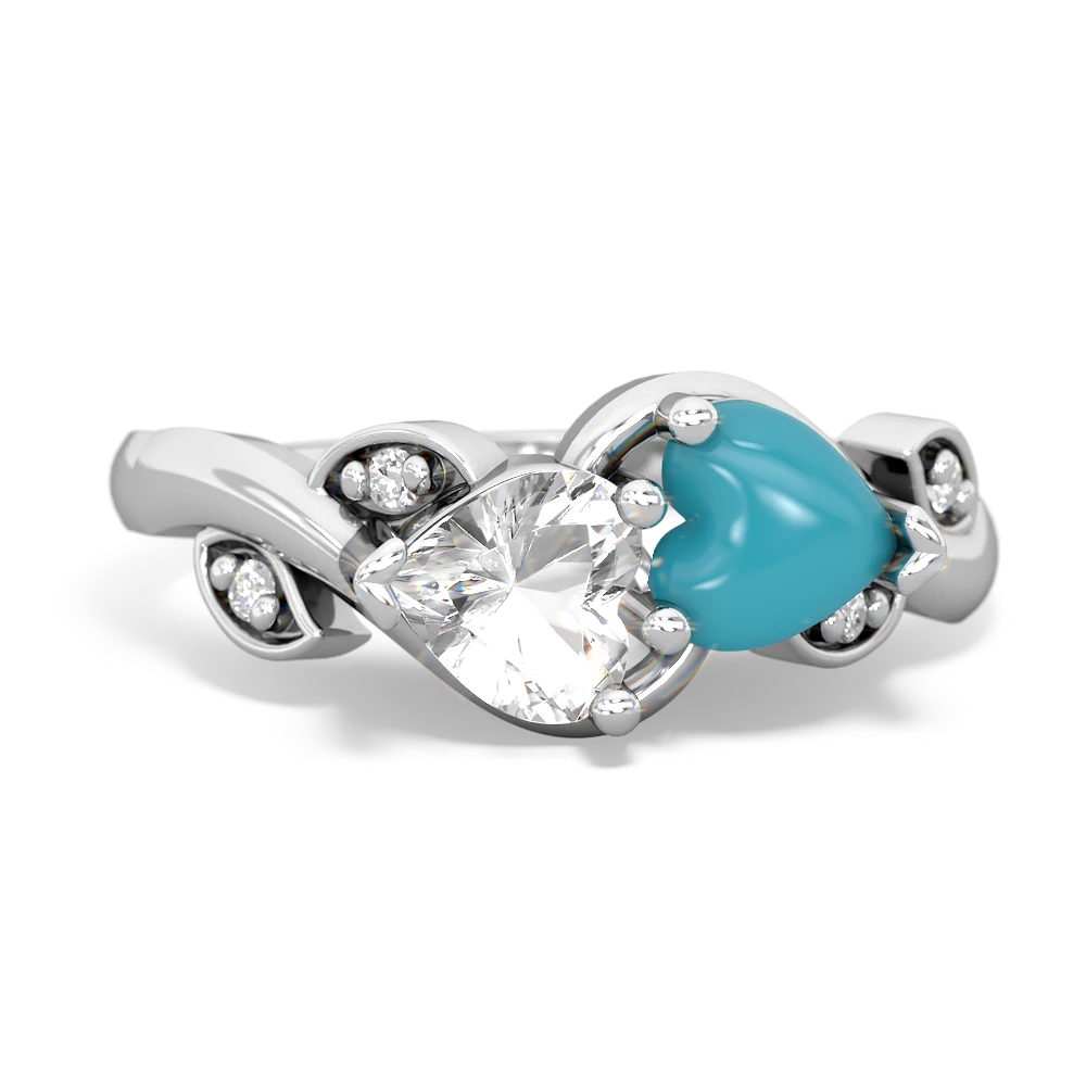 White Topaz Floral Elegance 14K White Gold ring R5790