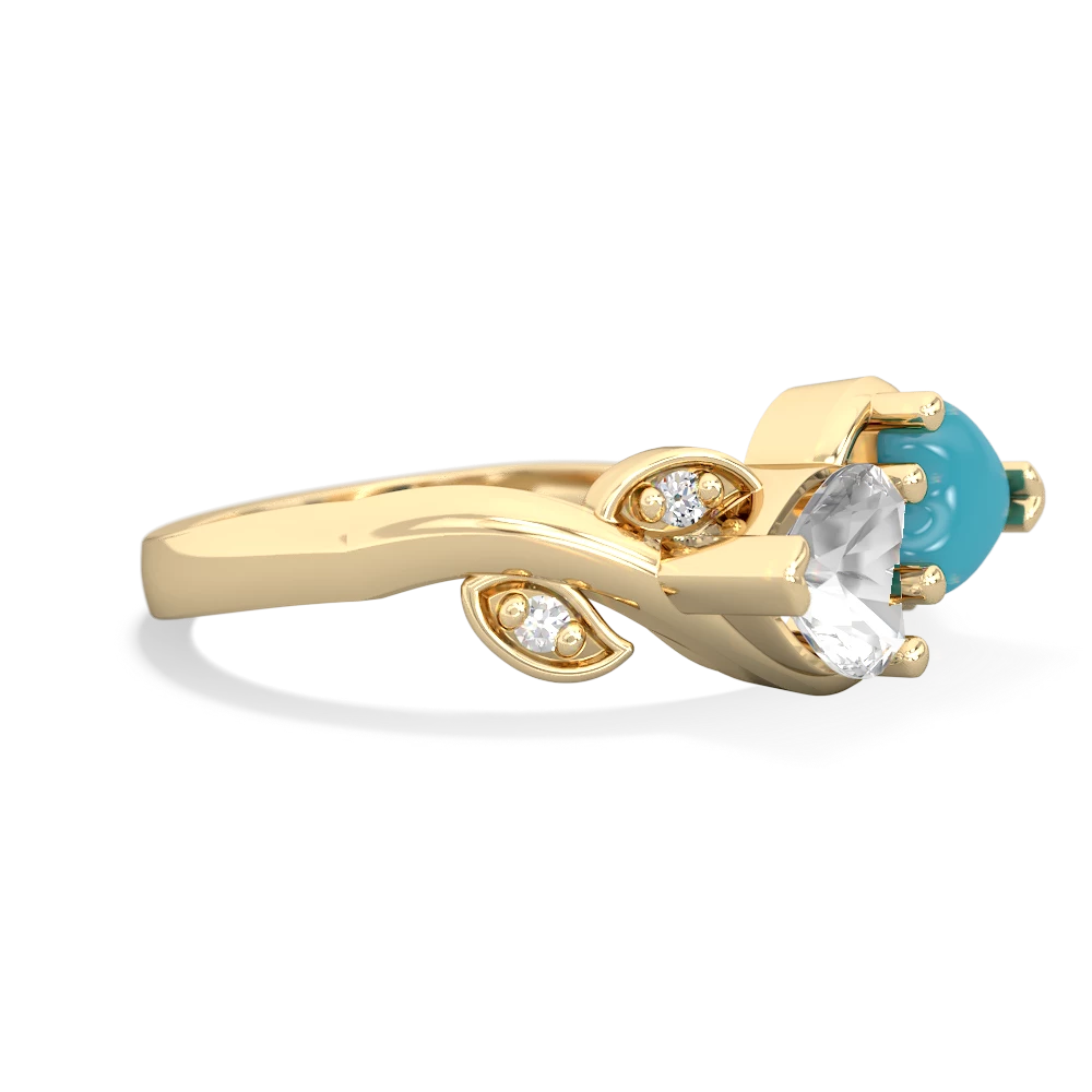 White Topaz Floral Elegance 14K Yellow Gold ring R5790