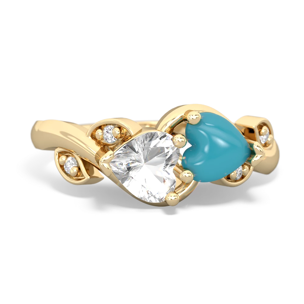 White Topaz Floral Elegance 14K Yellow Gold ring R5790