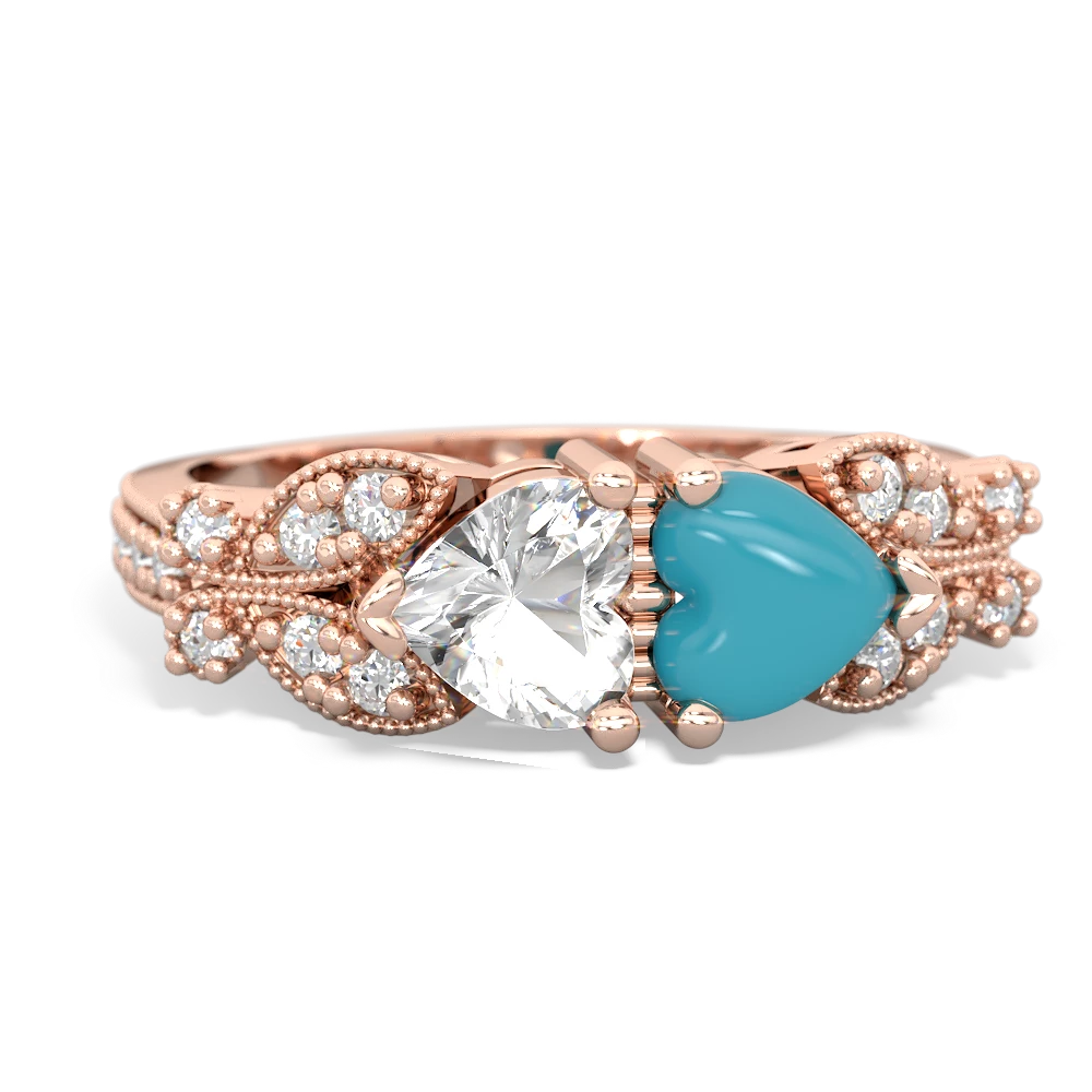 White Topaz Diamond Butterflies 14K Rose Gold ring R5601