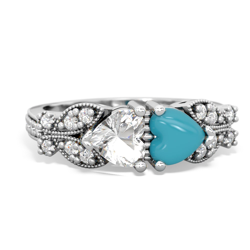 White Topaz Diamond Butterflies 14K White Gold ring R5601