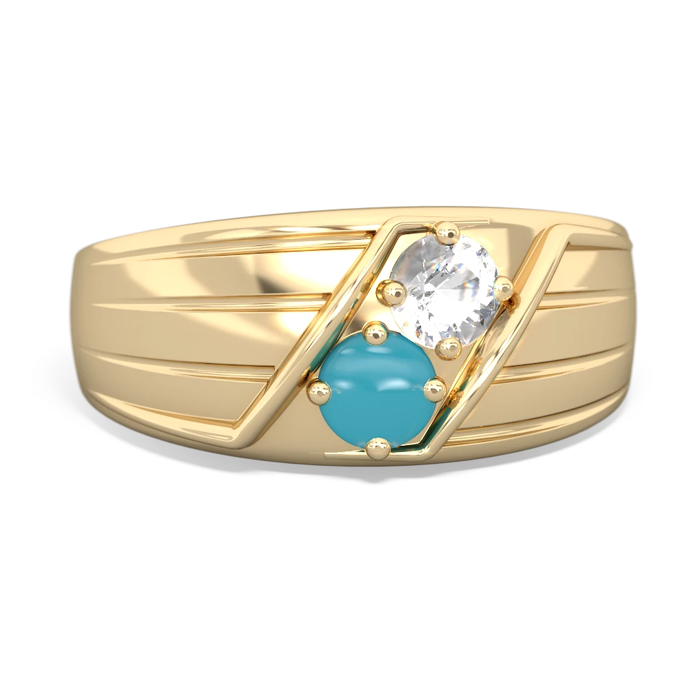 White Topaz Men's Streamline 14K Yellow Gold ring R0460