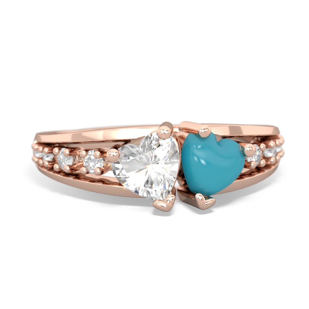 White Topaz Heart To Heart 14K Rose Gold ring R3342