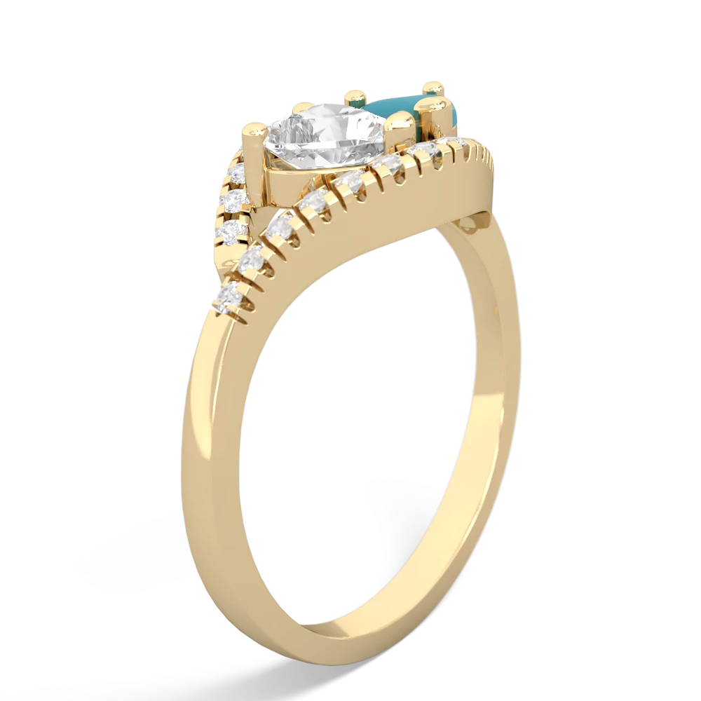 White Topaz Mother And Child 14K Yellow Gold ring R3010