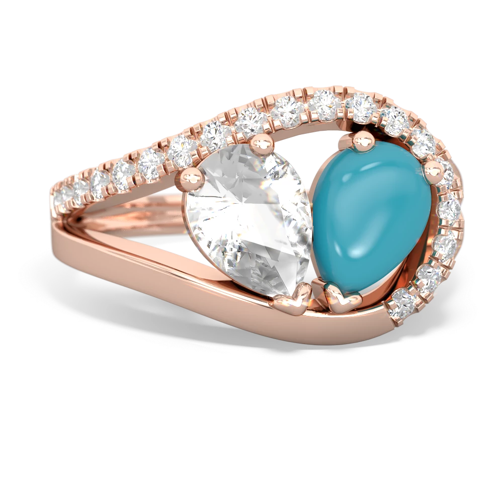 White Topaz Nestled Heart Keepsake 14K Rose Gold ring R5650