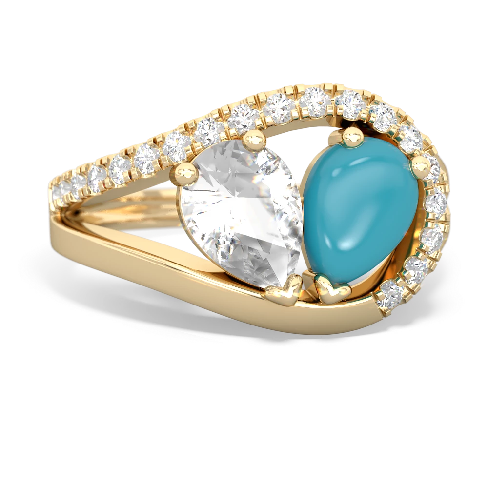 White Topaz Nestled Heart Keepsake 14K Yellow Gold ring R5650