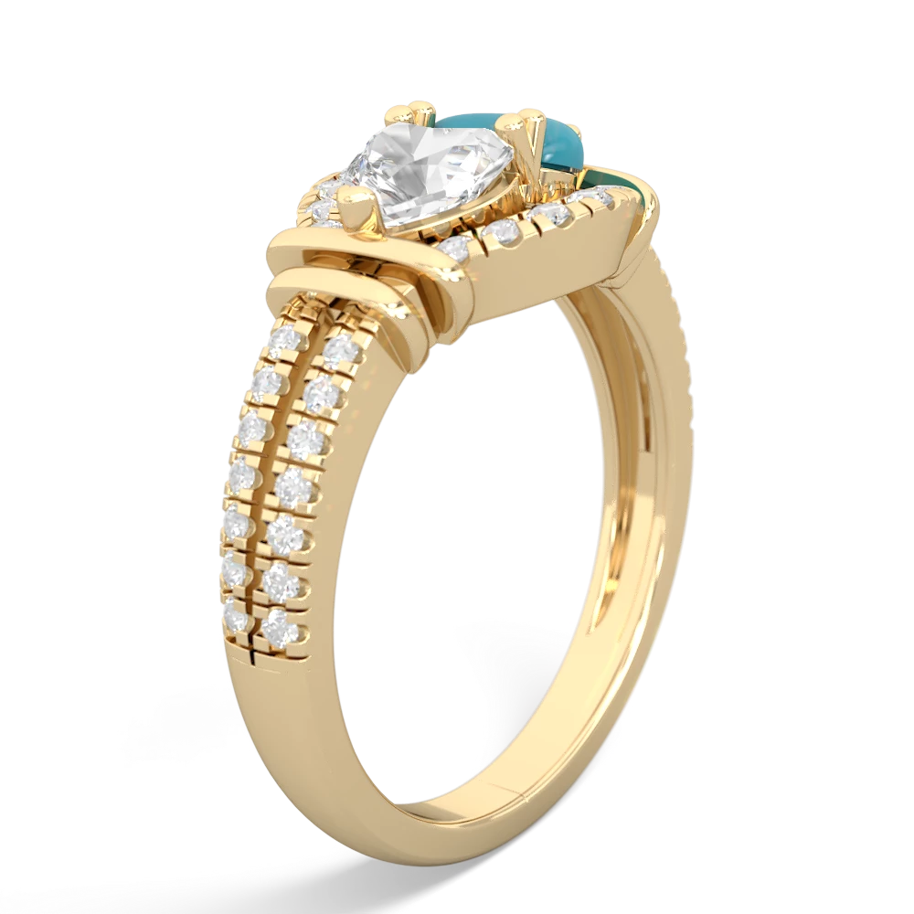 White Topaz Art-Deco Keepsake 14K Yellow Gold ring R5630