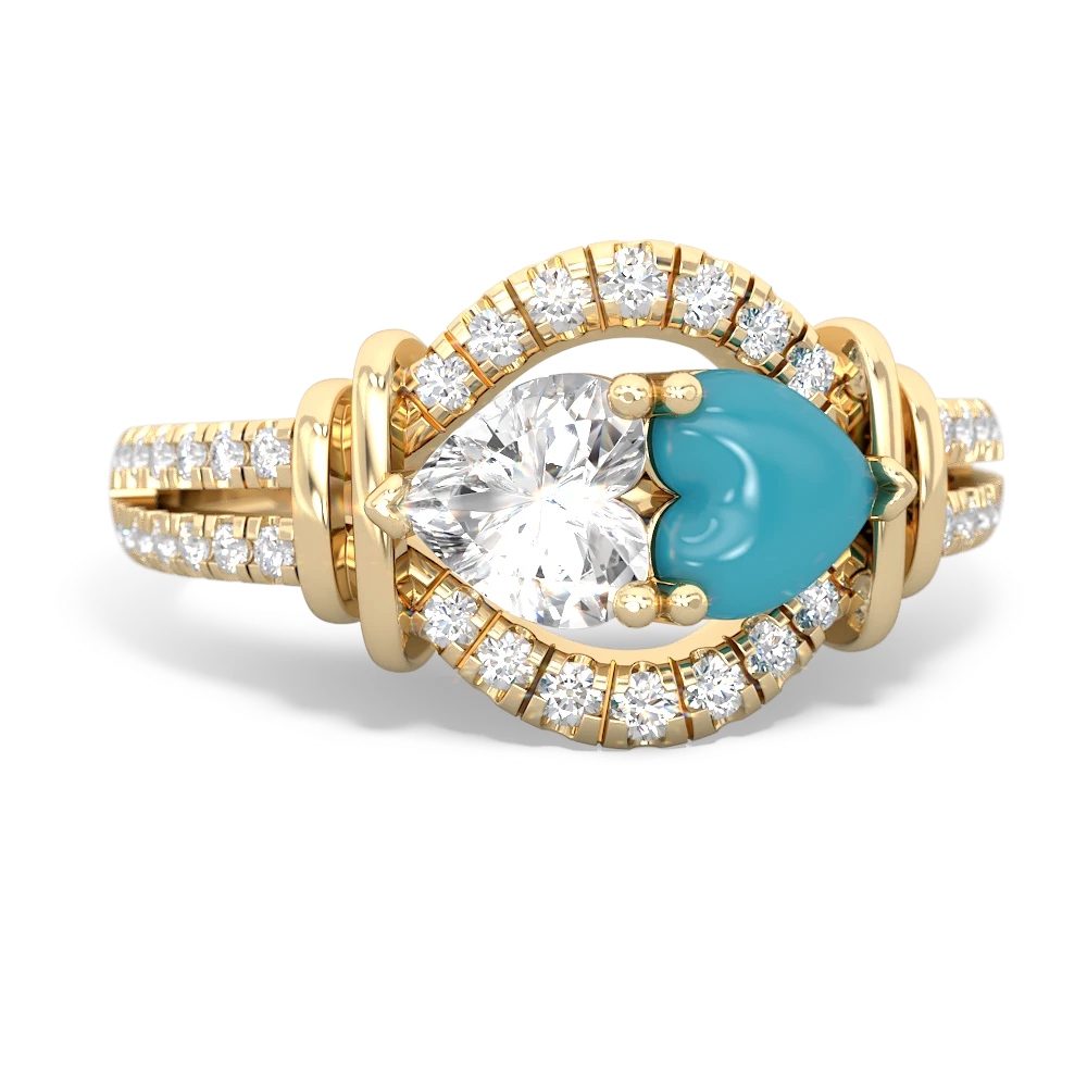 White Topaz Art-Deco Keepsake 14K Yellow Gold ring R5630