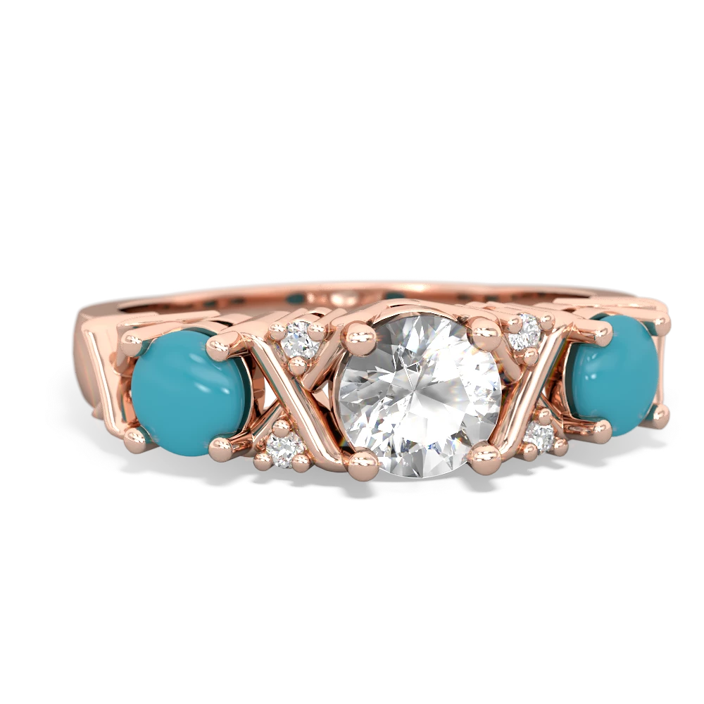 White Topaz Hugs And Kisses 14K Rose Gold ring R5016