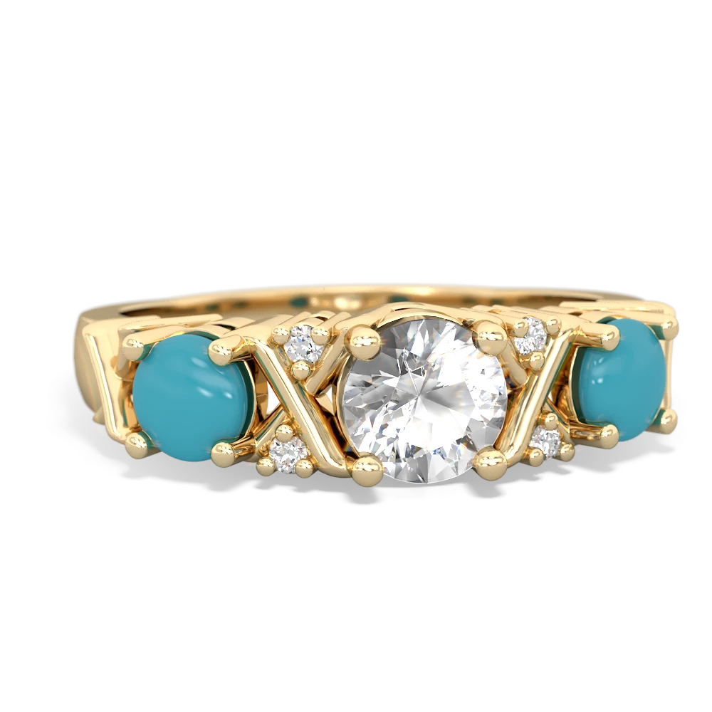 White Topaz Hugs And Kisses 14K Yellow Gold ring R5016